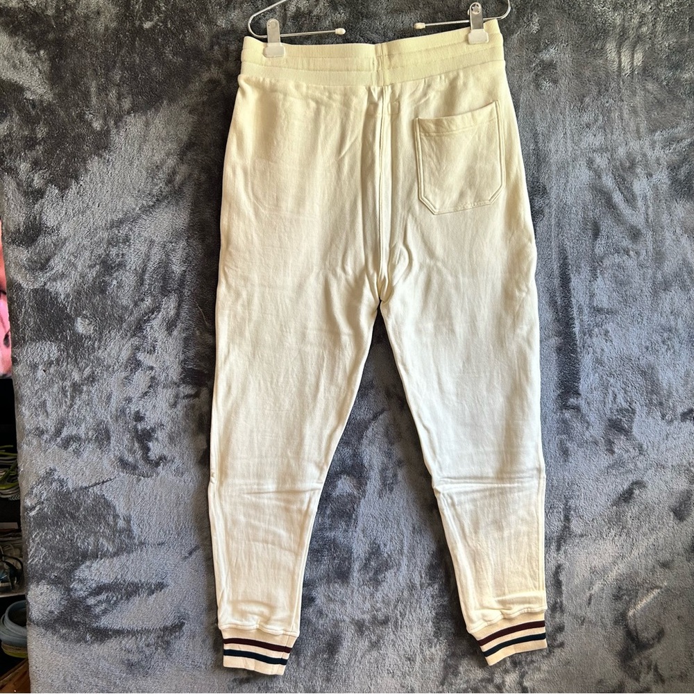 McNairy &‎ Co Mens M Jogger Sweatpants Cream Striped Cuff Streetwear Lounge NWT - Picture 6 of 10